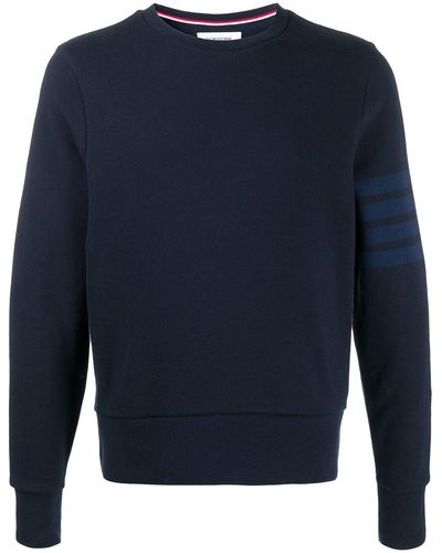 Thom Browne 4-bar Crew-neck Loopback-cotton Sweatshirt - Blue