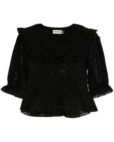 RIXO London Ellery Lace-panelled Blouse - Black