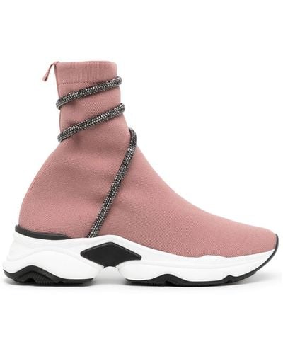 Rene Caovilla Glitter-wrap Sock-ankle Sneakers - Pink