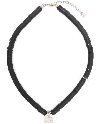 DSquared² Perlenkette mit Logo-Anhänger - Schwarz