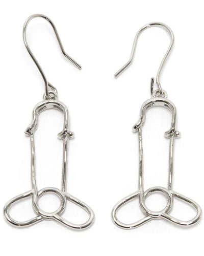 JW Anderson Safety-pin Pendant Earrings - White
