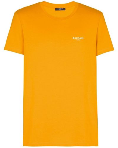 Balmain T-Shirt mit Logo-Print - Gelb