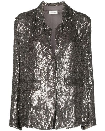 P.A.R.O.S.H. Giacca Sequined Single-breasted Blazer - Black