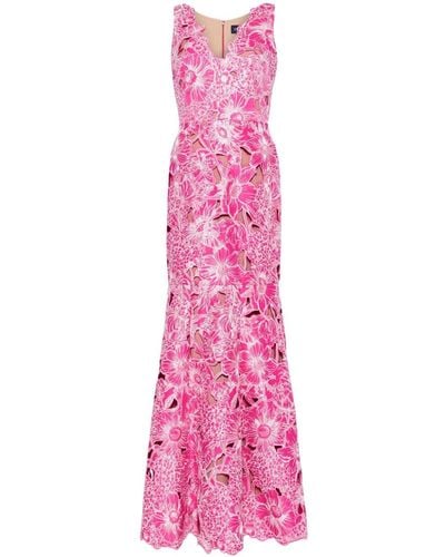 Marchesa Anthousai Floral-appliqué Mermaid Gown - Pink