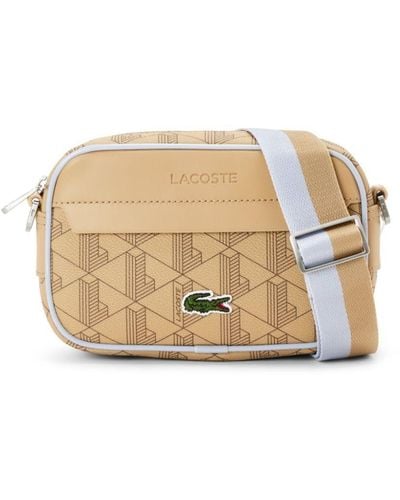 Lacoste Small The Blend Monogram Shoulder Bag - Natural