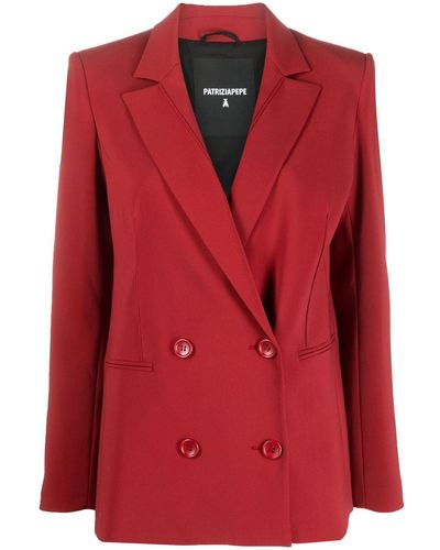 Patrizia Pepe Feather-detailing Double-breasted Blazer - Red