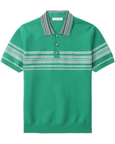 Wales Bonner Striped Polo Shirt - Green