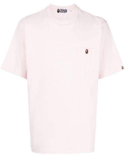 A Bathing Ape Logo-patch Cotton T-shirt - Pink