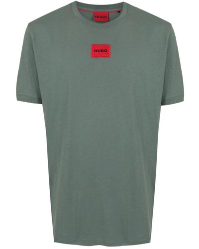 HUGO T-shirt en coton à logo appliqué - Vert