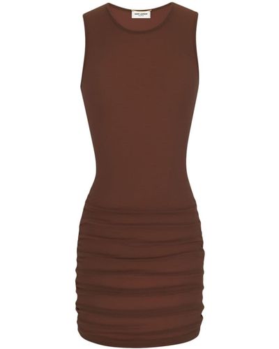 Saint Laurent Mouwloze Mini-jurk - Bruin