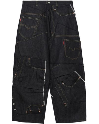 Junya Watanabe Patchwork Wide-leg Jeans - Black