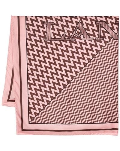 Lanvin Jacquard-logo Silk Scarf - Pink