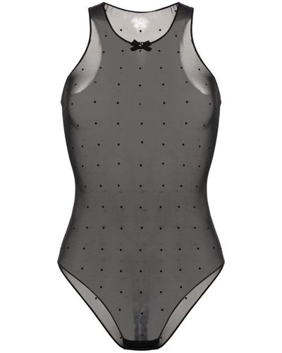 DSquared² Rhinestone-embellished Mesh Bodysuit - Gray