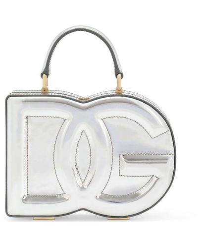 Dolce & Gabbana Metallic-Handtasche aus Leder - Weiß