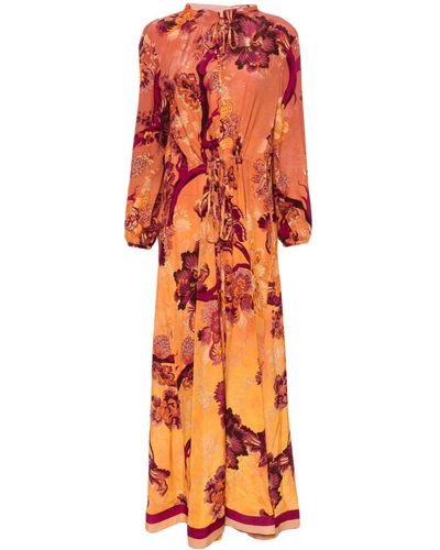 F.R.S For Restless Sleepers Elone Floral-print Maxi Dress - Orange