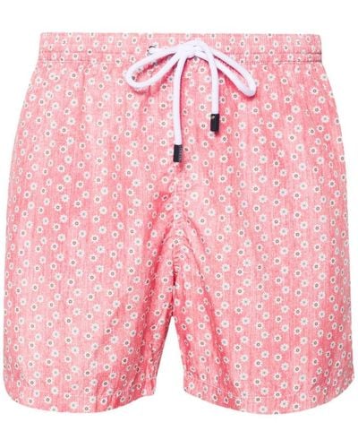 Barba Napoli Floral-print Swim Shorts - Pink