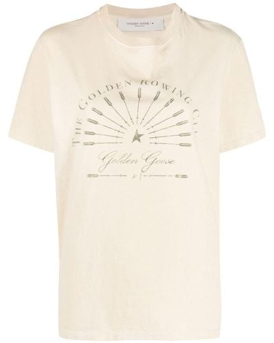 Golden Goose T-shirt Met Logoprint - Naturel