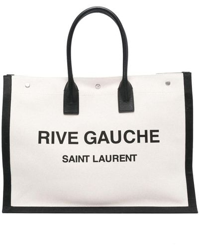 Saint Laurent Rive Gauche Leather Tote Bag - Natural