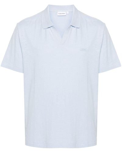Calvin Klein Meliertes Poloshirt mit Logo-Patch - Weiß