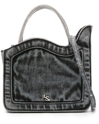 Le Silla Ivy Distressed-denim Mini Bag - Black