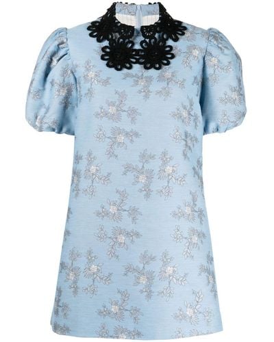 Macgraw Esmeralda Patterned Jacquard Mini Dress - Blue