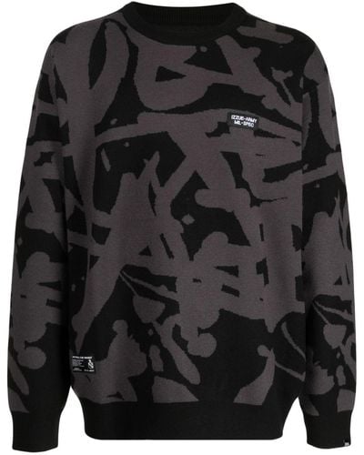 Izzue Graffiti-print Crew-neck Sweater - Black