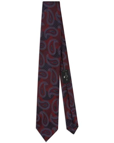 Etro Paisley-jacquard Silk Tie - Paars