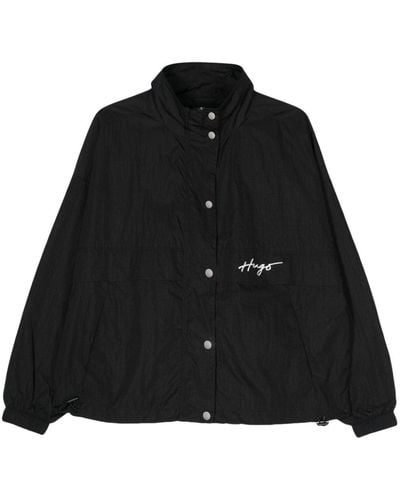 HUGO Logo-embroidered Zip-up Jacket - Black