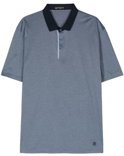 Corneliani Striped cotton polo shirt - Blau