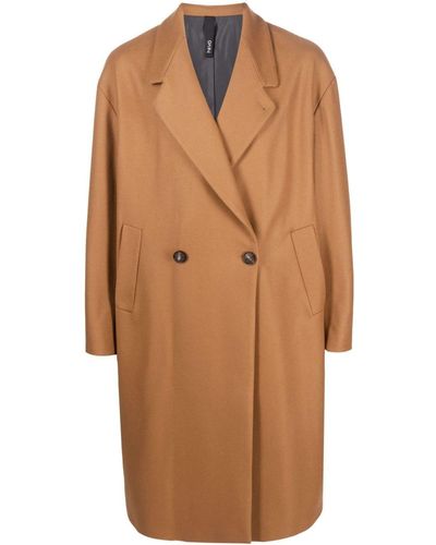 Hevò Double-breasted Wool-blend Coat - Brown