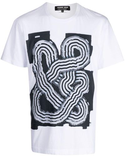 Comme des Garçons Abstract-pattern Cotton T-shirt - White