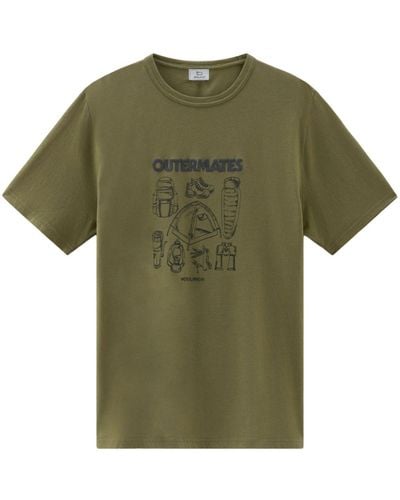 Woolrich T-Shirt aus Bio-Baumwolle mit Print - Grün