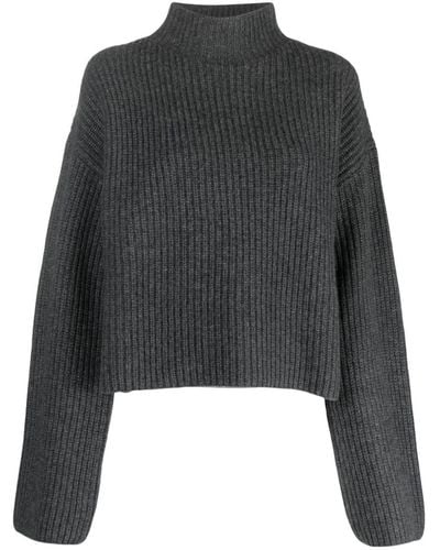 Loulou Studio High-neck Ribbed Cashmere Sweater - Gray