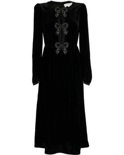 Saloni Camille リボン ベルベットドレス - ブラック