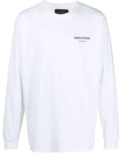 PRPS Logo-print Long-sleeved T-shirt - White
