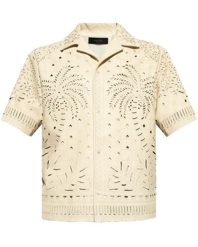 Amiri Perforated Leather Shirt - Natural