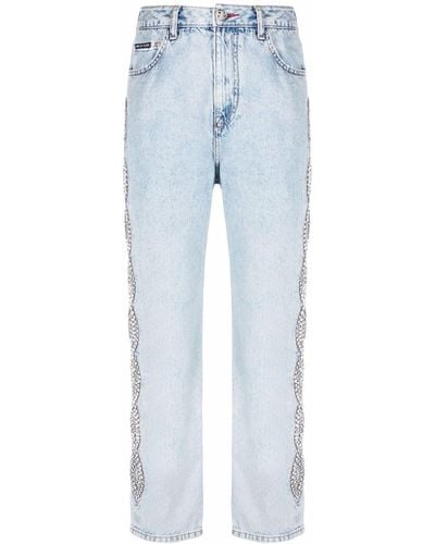 Philipp Plein Jeans Met Kristallen - Blauw