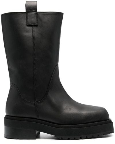 Eckhaus Latta Leather Stacked Boots - Black