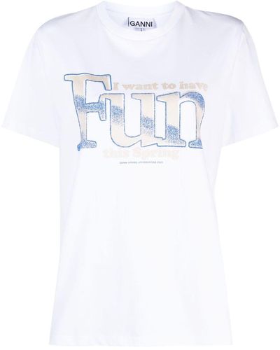 Ganni スローガン Tシャツ - ホワイト