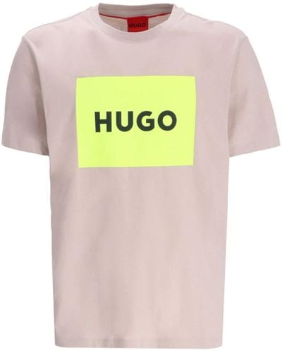 HUGO T-shirt en coton à logo imprimé - Rose