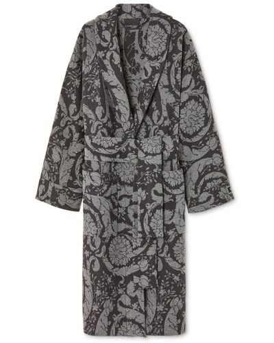 Versace Barocco-print Cashmere Robe - Grey