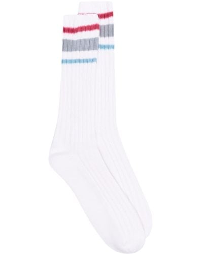 Sacai Striped-trim Ribbed Socks - White