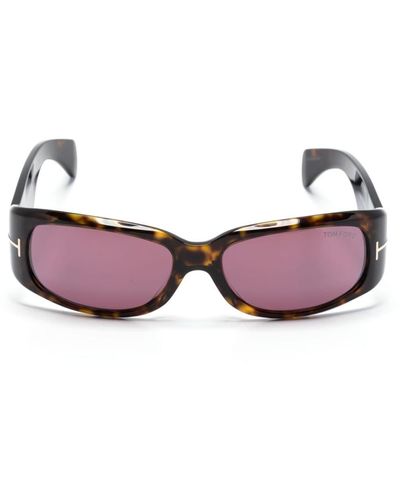 Tom Ford Eckige Sonnenbrille in Schildpattoptik - Lila