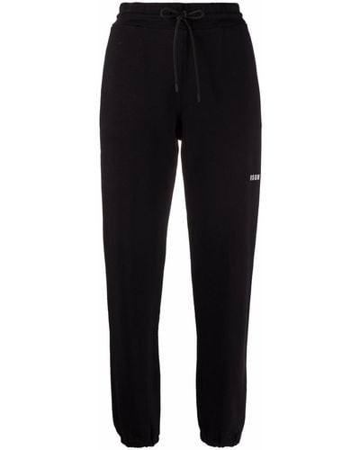 MSGM Pantalon de jogging à logo imprimé - Noir
