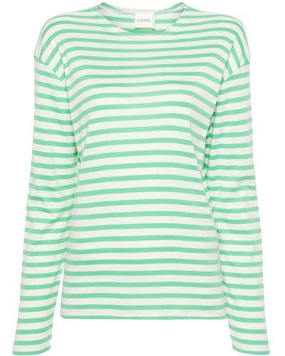 Closed Striped Cotton Blend T-shirt - Green