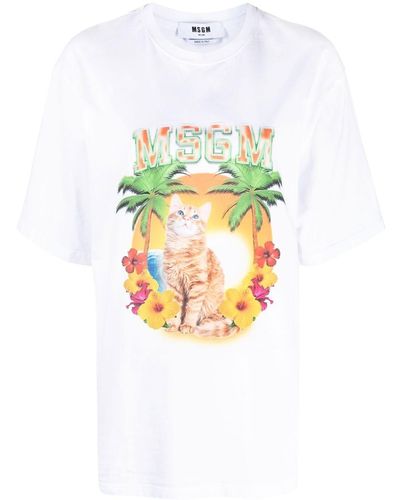MSGM T-shirt à imprimé graphique - Blanc