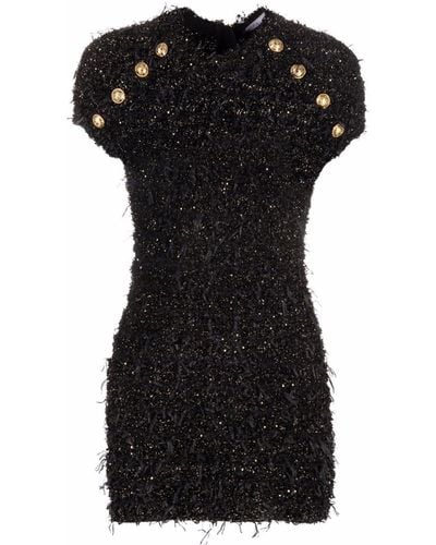 Balmain Sequin-embellished Tweed Mini Dress - Black