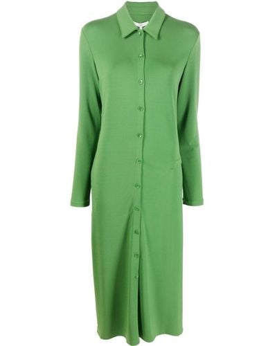 Tibi Serpentine Jersey Shirt Dress - Green