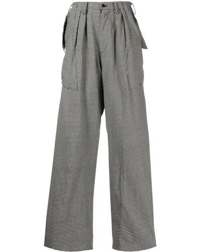 Sulvam Houndstooth Wide-leg Pants - Grey