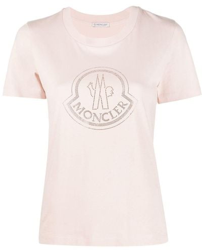 Moncler Camiseta con logo y aplique de cristal - Rosa